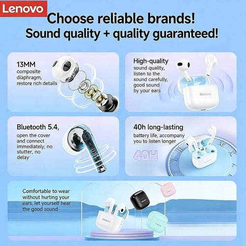 Audífonos Inalámbricos Lenovo LP40Pro – Sonido Potente y Conexión Bluetooth