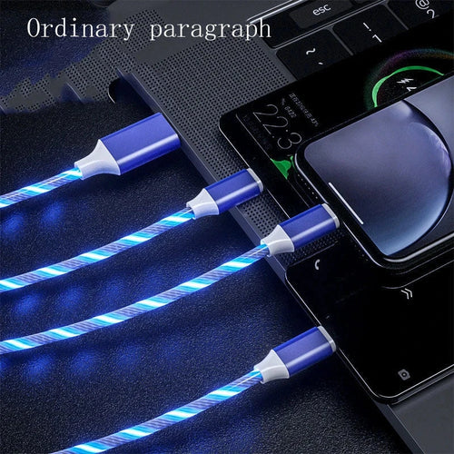 Cable 3 en 1 con Luz LED — iPhone, USB-C y Micro USB