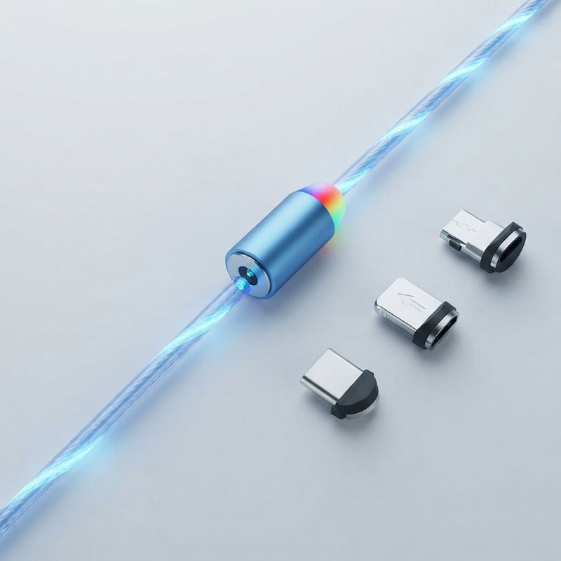 Compatible with Apple, Flowing Ligh Magnetic Streamer Data Line Cable for Iphone Android Typec
